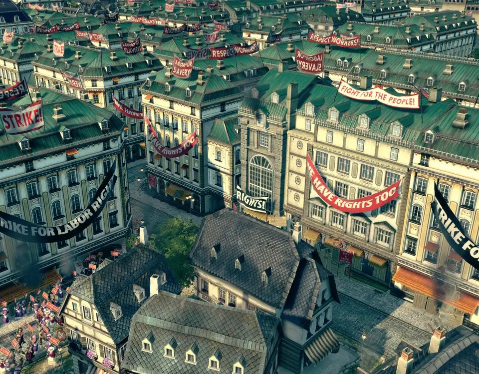Anno 1800 screenshot showing an Oil Refinery and Power Plant